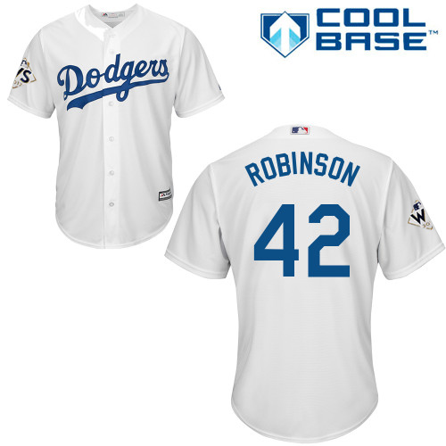 Dodgers #42 Jackie Robinson White New Cool Base World Series Bound Stitched MLB Jersey - Click Image to Close
